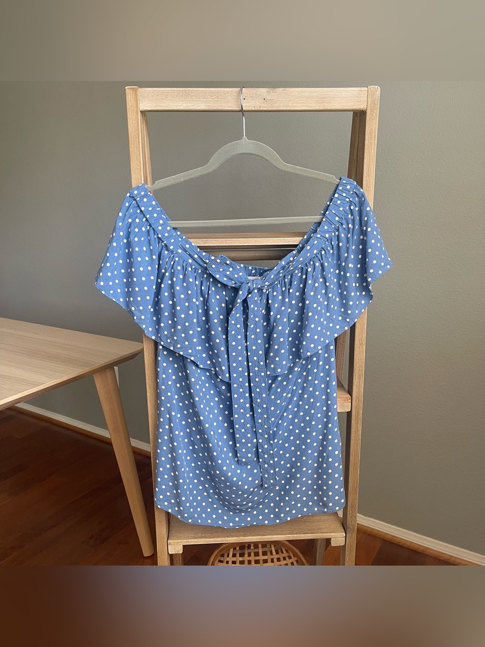 Tommy Hilfiger Polka Dot Peasant Top SizeM Coastal Cottagecore Fairy Chic Summer